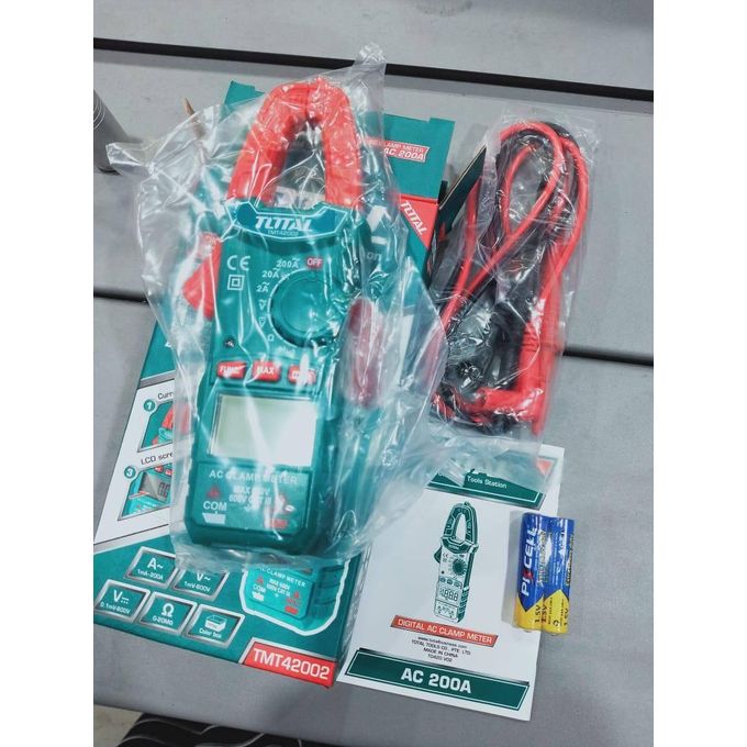 TOTAL Digital Clamp Meter Electrical Tester Tool 200Amps 2000 Counts Digital AC Clamp Meter