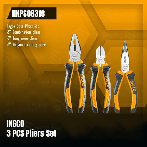 Ingco Pliers Set 3Pcs - Combination Pliers, Diagonal Pliers, Long Nose Pliers PREMIUM