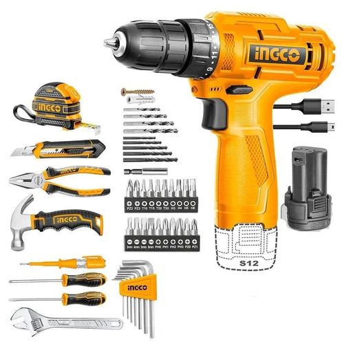 Ingco 89 PCS Tool Sets with 12V Cordless Drill Lithium-Ion Screwdriver Household Tools