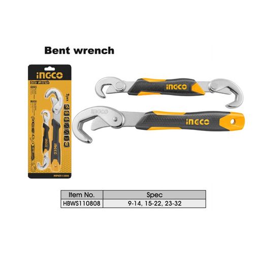 Ingco Universal Wrench Bent Wrench (9-32mm) TPR Handle Snap And Grip Heavy Duty Use