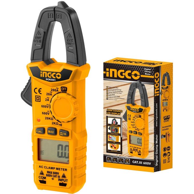 Ingco Digital Clamp Meter Electrical Tester Tool 2000 Counts Data Hold DCM2001