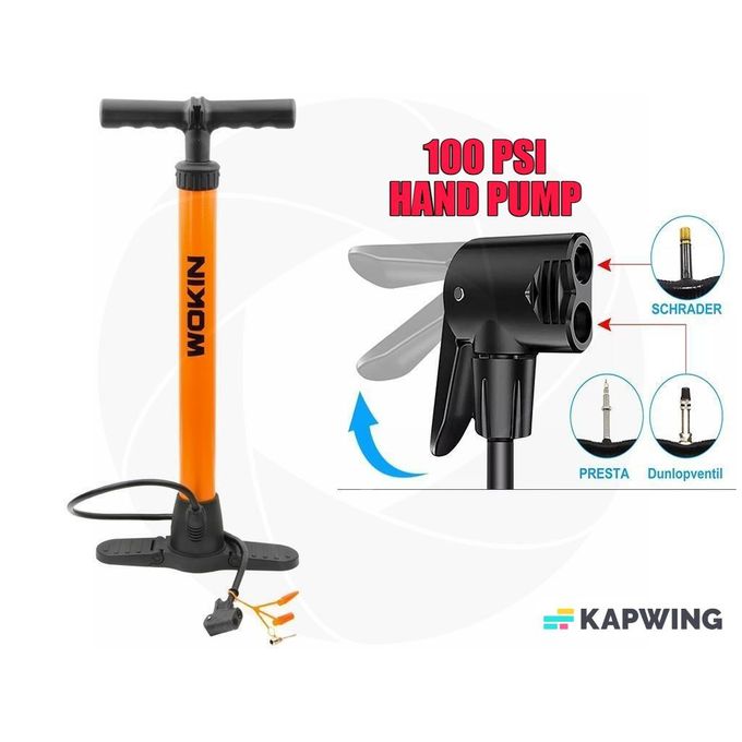 Wokin Hand Pump 100PSI Bike Pump Air Pump Bicycle Pump Bike Tire Pump Basketball Football Soccer Ball Pump Pool Pump + Free Attachments.