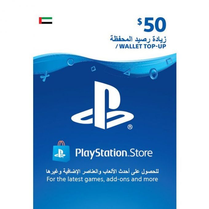 Product details
Playstation 4 voucher card for UAE 

    Voucher worth $50 
    Region:UAE
    Buy games online
    Unlock new levels in game

Specifications
Key Features

    Voucher worth $50 
    R