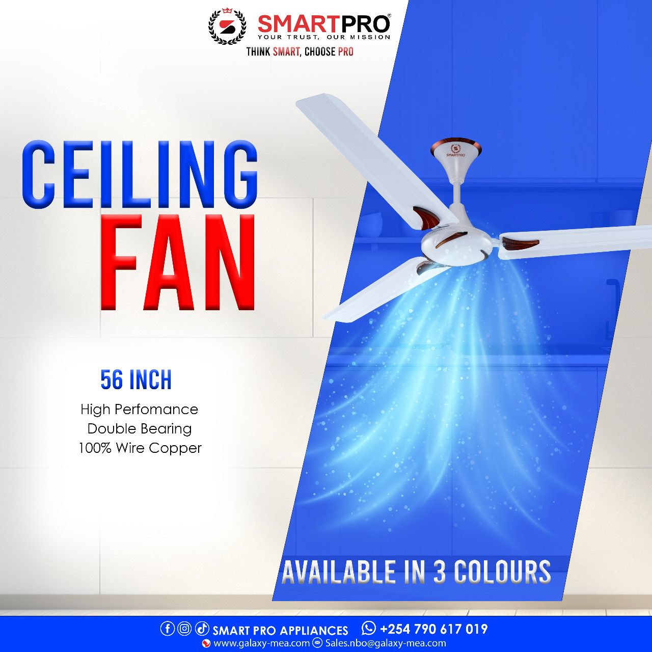 Smart Pro Ceiling Fan 24 Inches with 3 Blades