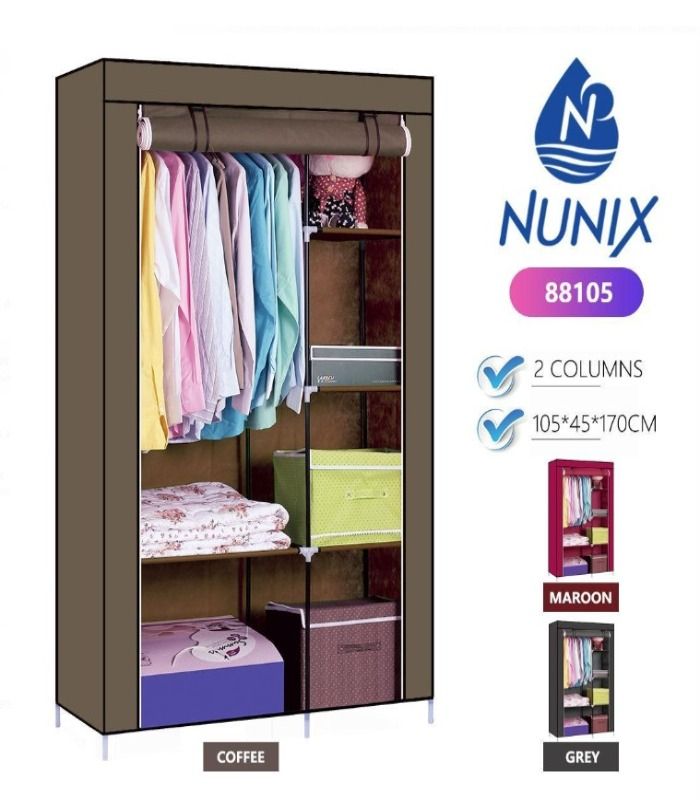 Nunix Portable 2 Column Wardrobe With Quality Fabric 88105
