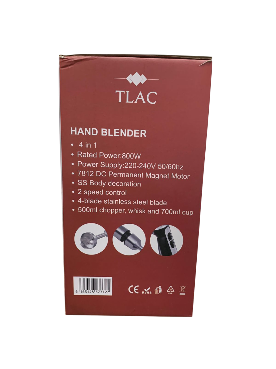 Tlac Blender, 4-in-1 Hand Immersion Blender Stainless Steel Powerful 800W TL-HB 522S