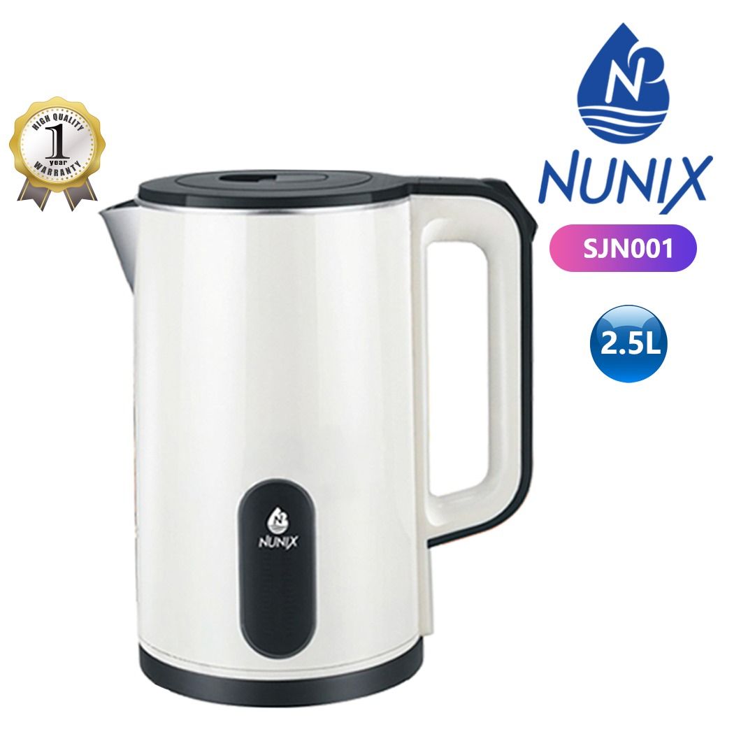 Nunix Kettle , Plastic 2.5L Cordless Kettle SJN001 White
