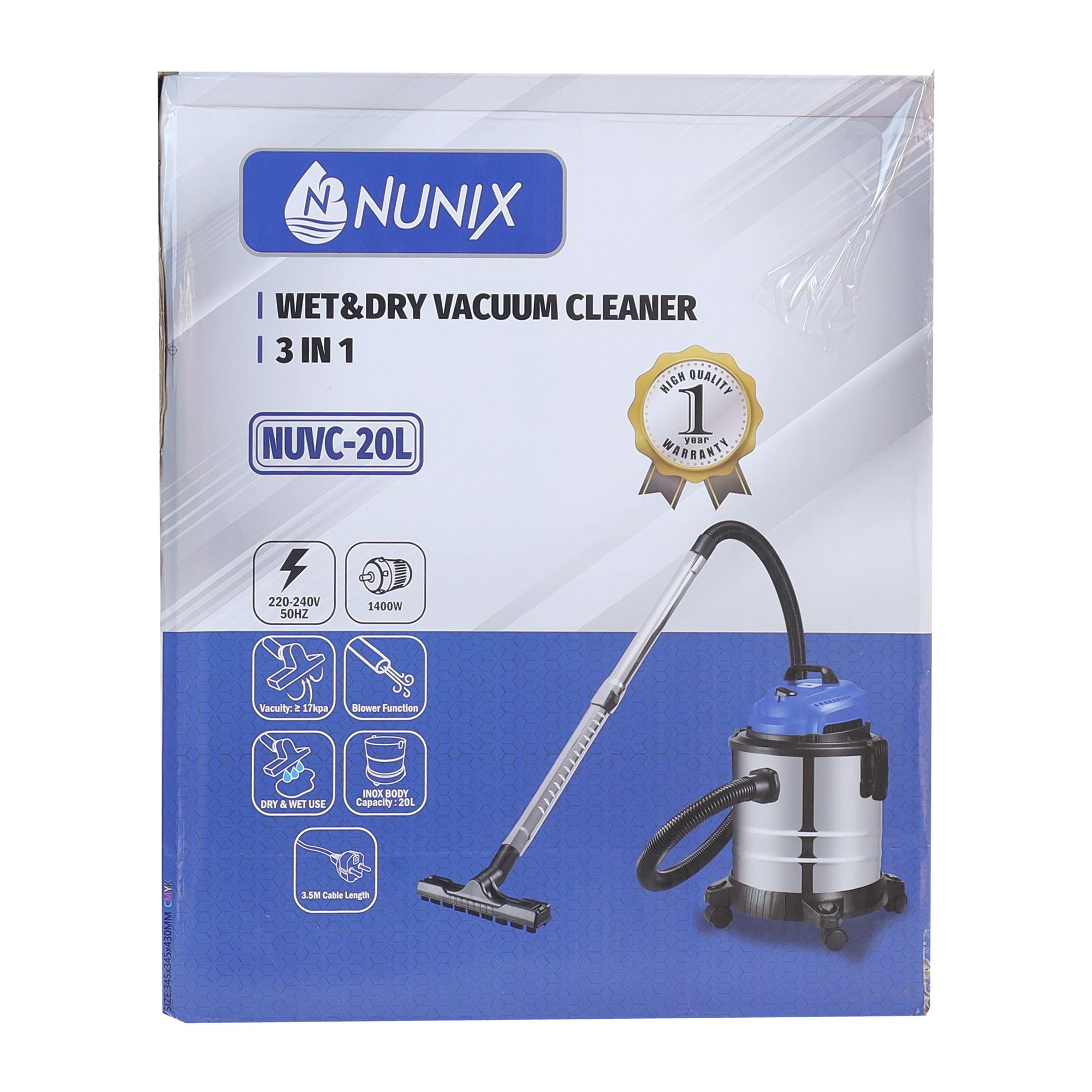 Nunix Vacuum Cleaner 3 in 1 Wet And Dry Upright Vacuum 20l 1400W
