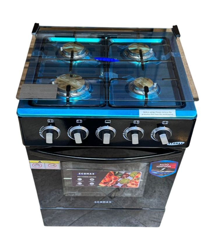 Ecomax Cooker 50x55cm 4 Gas Burners  With Gas Oven (1 YR WRTY)