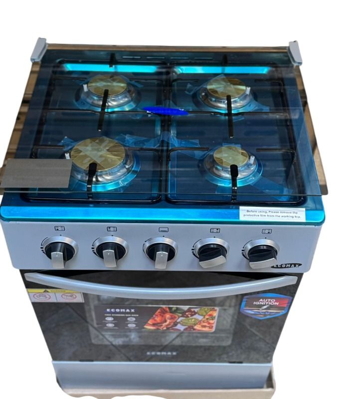 Ecomax Cooker 50x55cm 4 Gas Burners  With Gas Oven (1 YR WRTY)