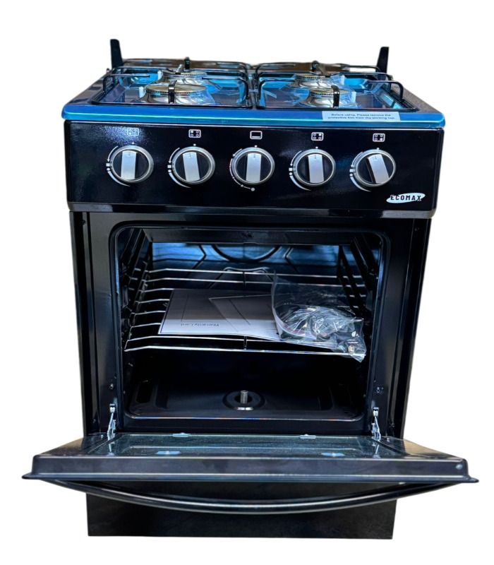 Ecomax Cooker 50x55cm 4 Gas Burners  With Gas Oven (1 YR WRTY)