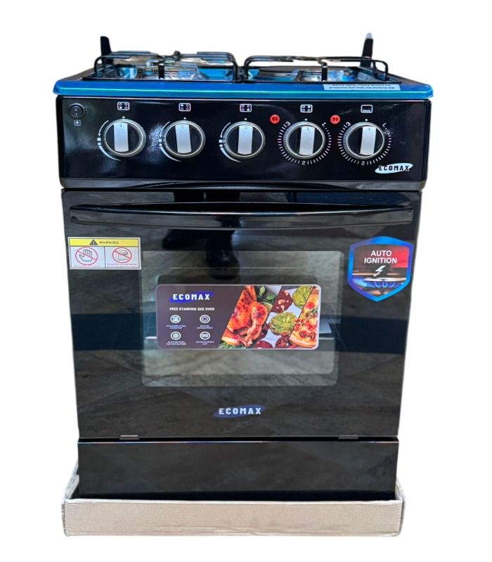 Ecomax Cooker 50x55cm 4 Gas Burners  With Gas Oven (1 YR WRTY)