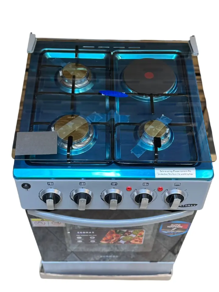 Ecomax Cooker 50x55cm 3 Gas Burners + 1 Hotplate Cooker  (1 YR WRTY)