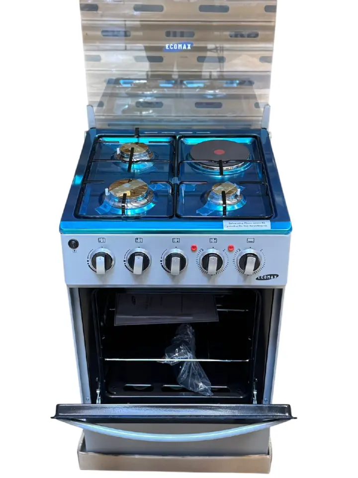 Ecomax Cooker 50x55cm 3 Gas Burners + 1 Hotplate Cooker  (1 YR WRTY)