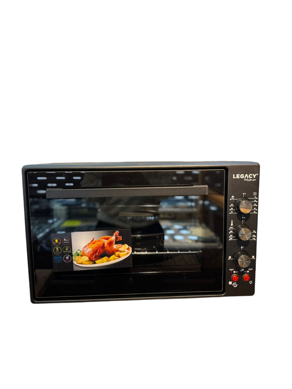 Legacy Oven 60L Black and Stainless Steel with silver handle