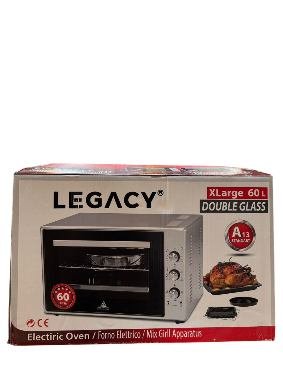 Legacy Oven 60L Black and Stainless Steel with silver handle