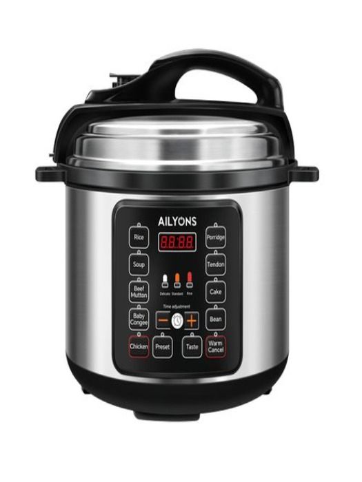 Ailyons Pressure Cooker Electric 5L Automatic 900W Silver (1YR WRTY)