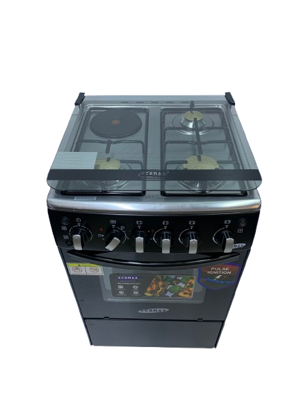Ecomax Cooker 50x55cm 3 Gas Burners + 1 Hotplate Cooker  (1 YR WRTY)