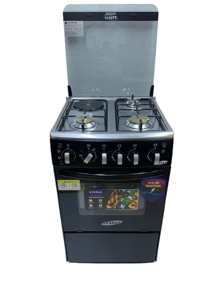 Ecomax Cooker 50x55cm 3 Gas Burners + 1 Hotplate Cooker  (1 YR WRTY)