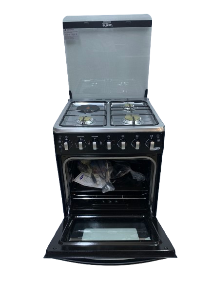 Ecomax Cooker 3 Gas Burners + 1 Hotplate With Electric Oven 60x60cm Black