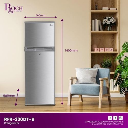 Roch Fridge 182L Direct Cool Double Door  Silver RFR-230DT-B