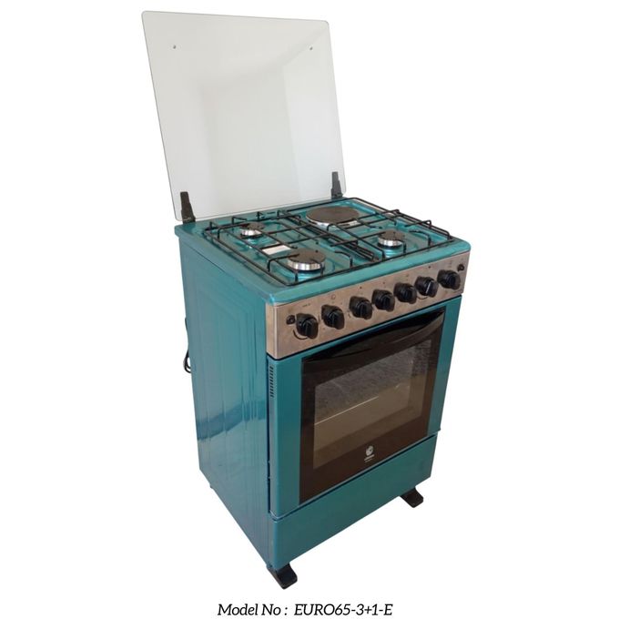 Euroken Cooker EURO65-3+1-E  OVEN Free Stand Glass Top Cooker,Rotisserie,White, 75L