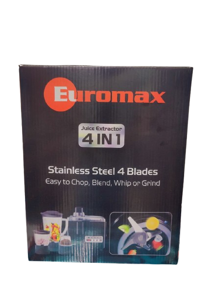 Euromax Juicer 4 in 1, Blender, grinder and Mill Food Processor 600W