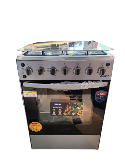 Ecomax Cooker 3 Gas Burners + 1 Hotplate With Electric Oven With Free Gifts  Silver