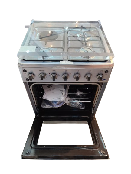 Ecomax Cooker 3 Gas Burners + 1 Hotplate With Electric Oven With Free Gifts  Silver