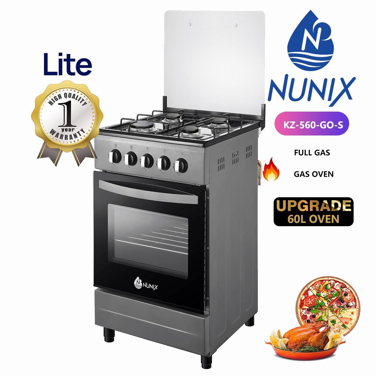 Nunix Cooker 50×55cm 4-Gas Burner , Gas Oven With free Gift KZ-560-GO-S