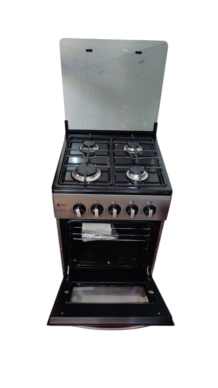 Nunix Cooker 50×55cm 4-Gas Burner , Gas Oven With free Gift KZ-560-GO-S