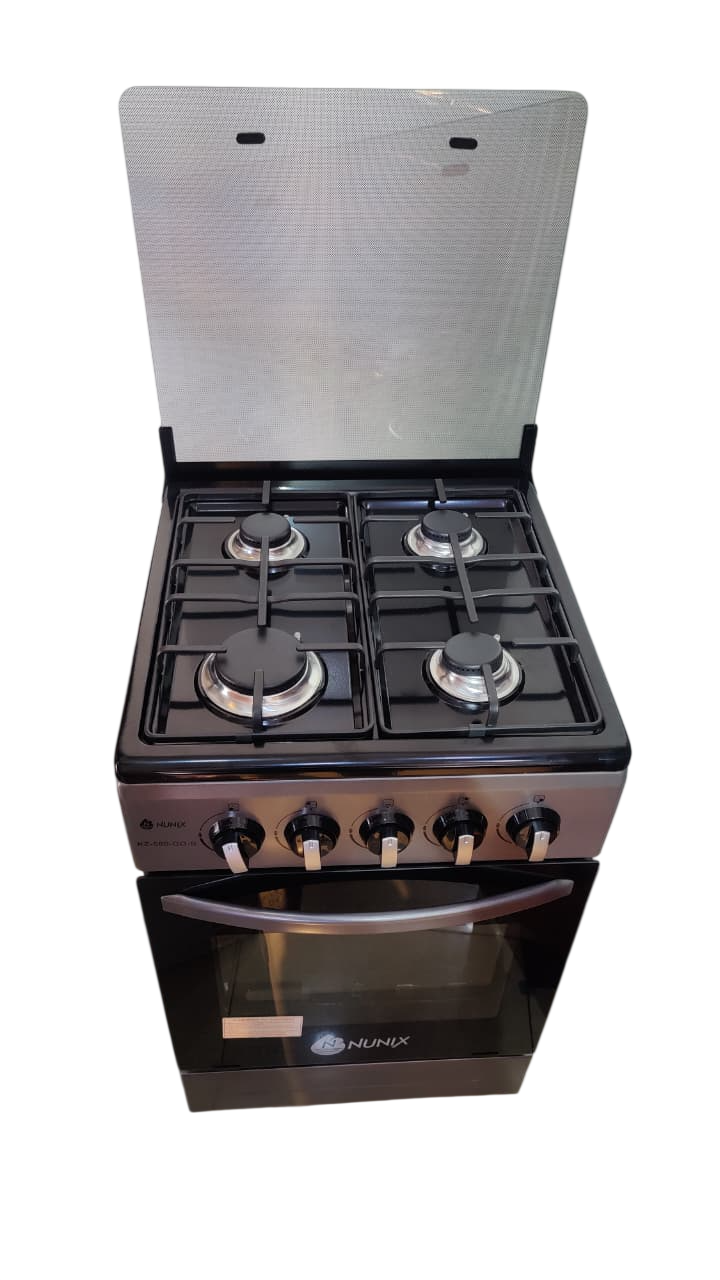 Nunix Cooker 50×55cm 4-Gas Burner , Gas Oven With free Gift KZ-560-GO-S