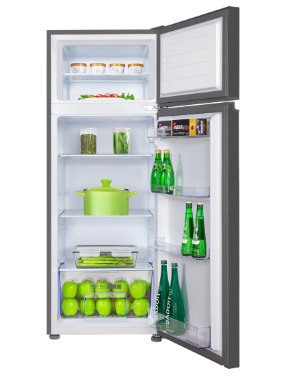 TCL Fridge 207 Litres  F270TM Top-Mount Double Door Refrigerator Premium Grey Efficient Cooling Model