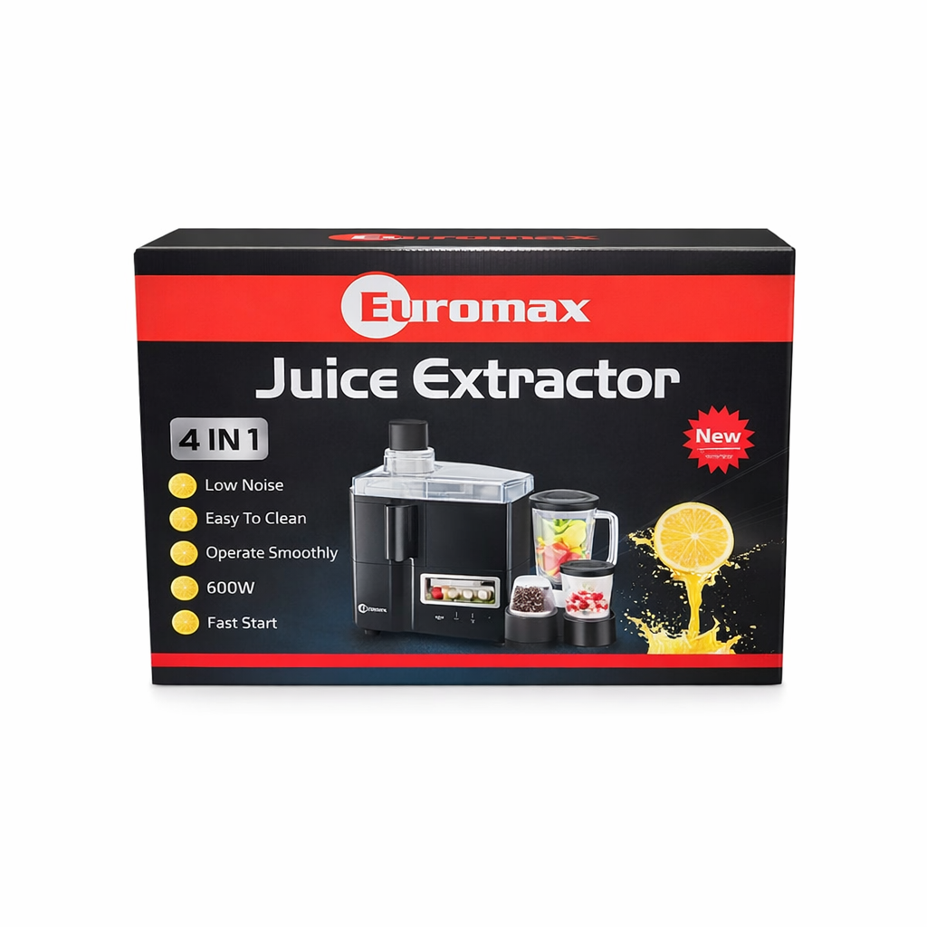 Euromax Juicer 4 in 1, Blender, grinder and Mill Food Processor 600W