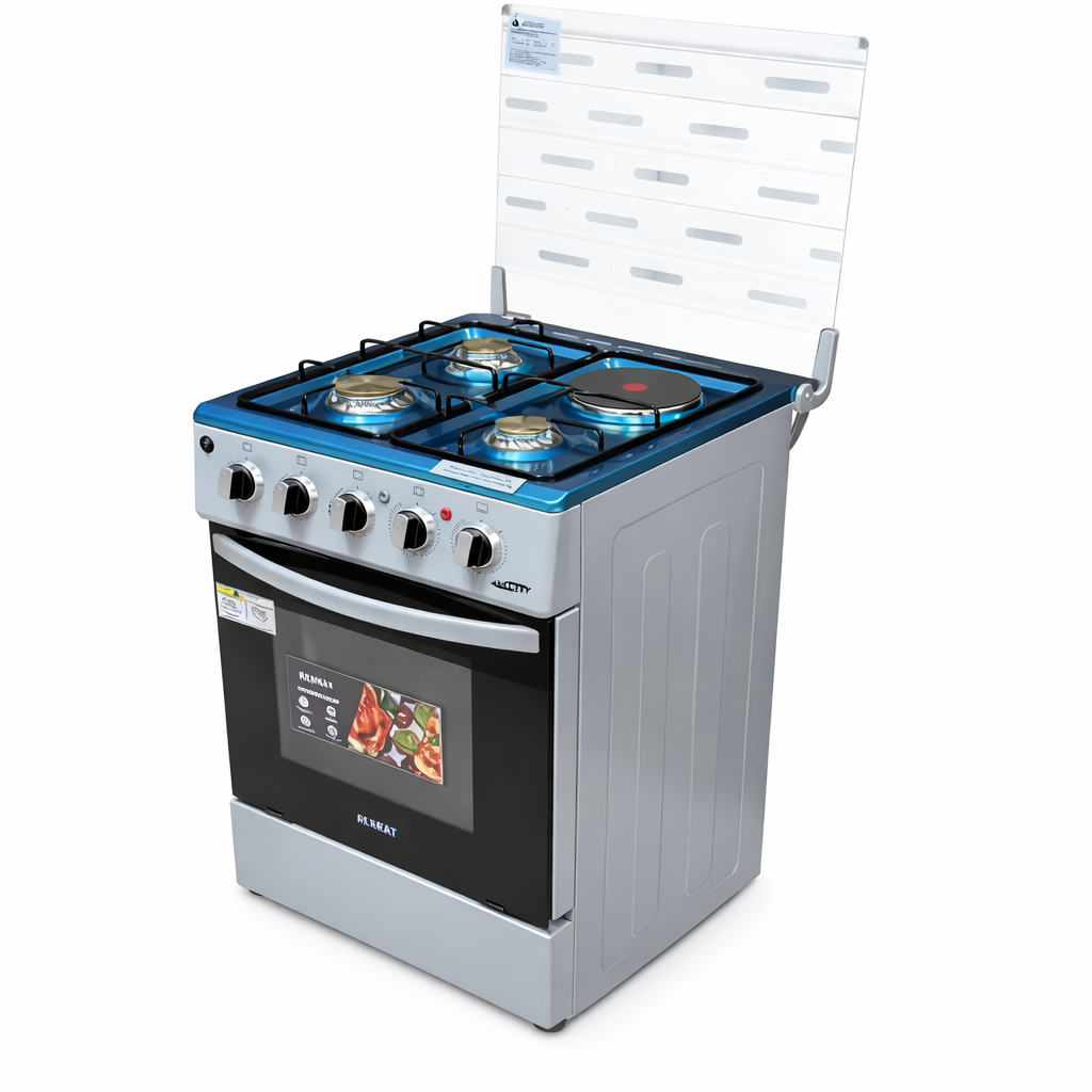 Ecomax Cooker 50x55cm 3 Gas Burners + 1 Hotplate Cooker  (1 YR WRTY)