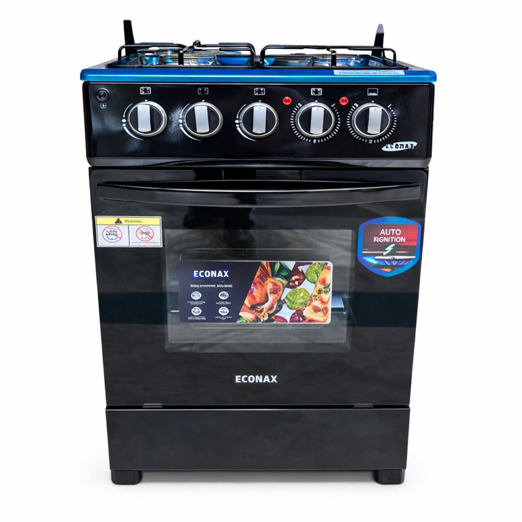 Ecomax Cooker 50x55cm 3 Gas Burners + 1 Hotplate Cooker  (1 YR WRTY)