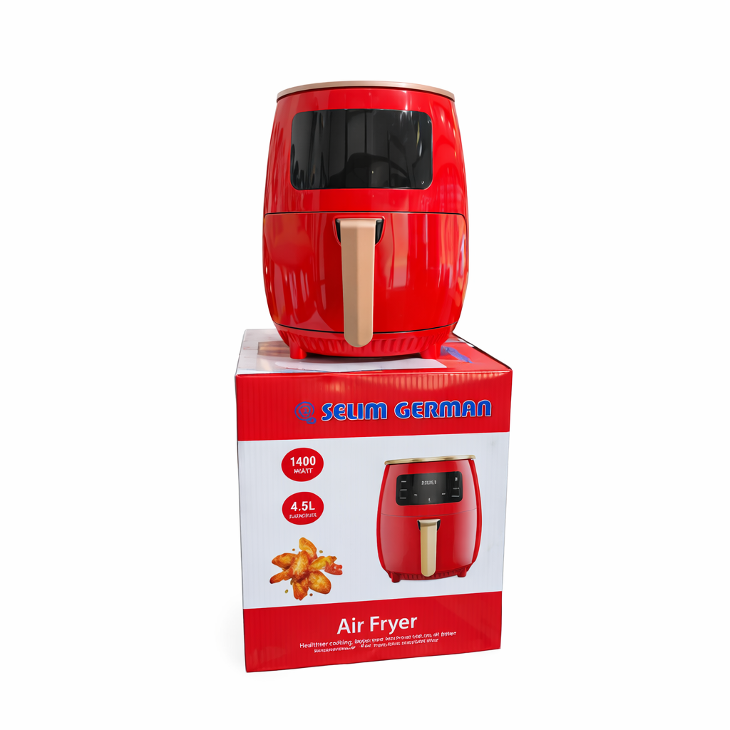 Selim Air Fryer Oil Free, Healthier 4.5 Liters 1400W Shiny Red 1 YR Waanty