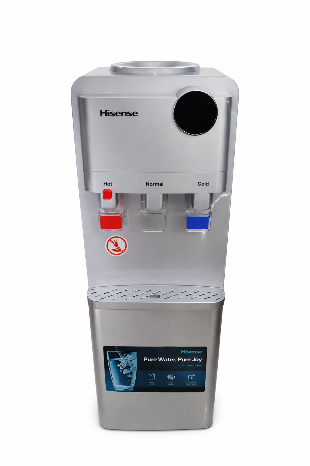 Hisense H96WDTS3S2 Water Dispenser Hot, Normal And Cold Compressor Cooling, Top Load With Storage Cabinet, Silver