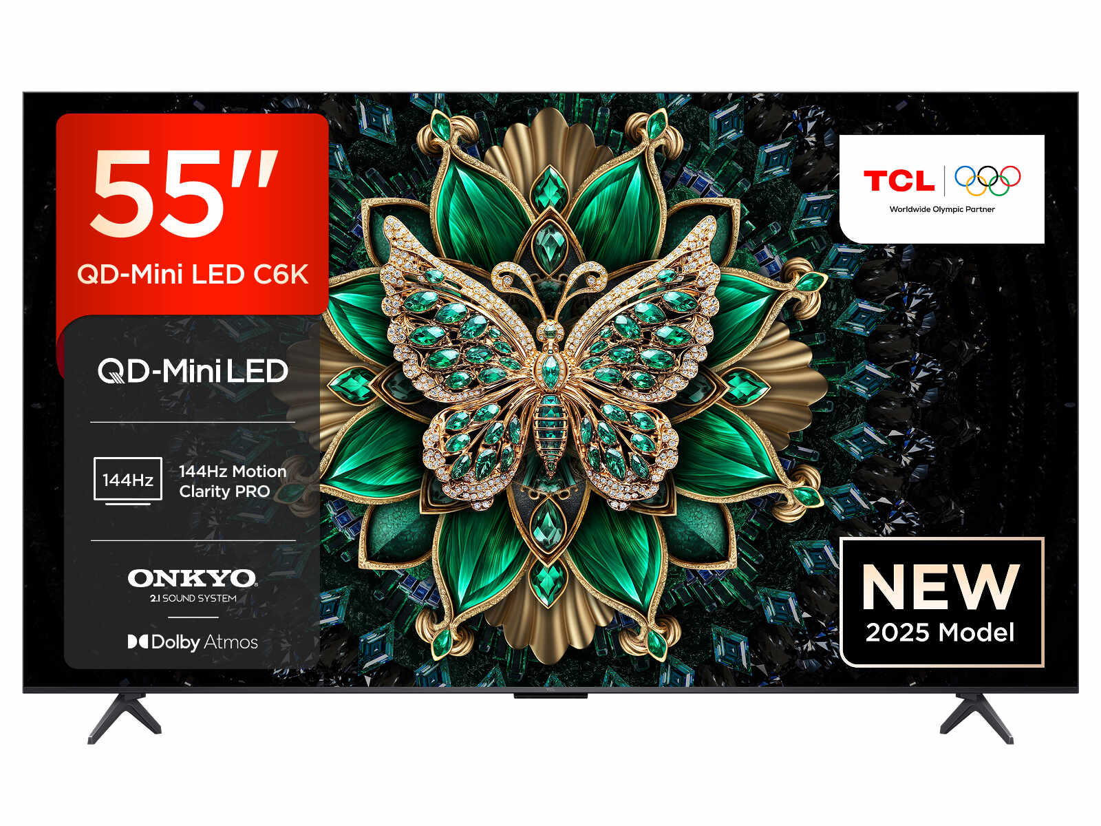 TCL 55” C6K QD-Mini LED 4K Smart TV  144Hz, Dolby Atmos, ONKYO Sound, Google TV