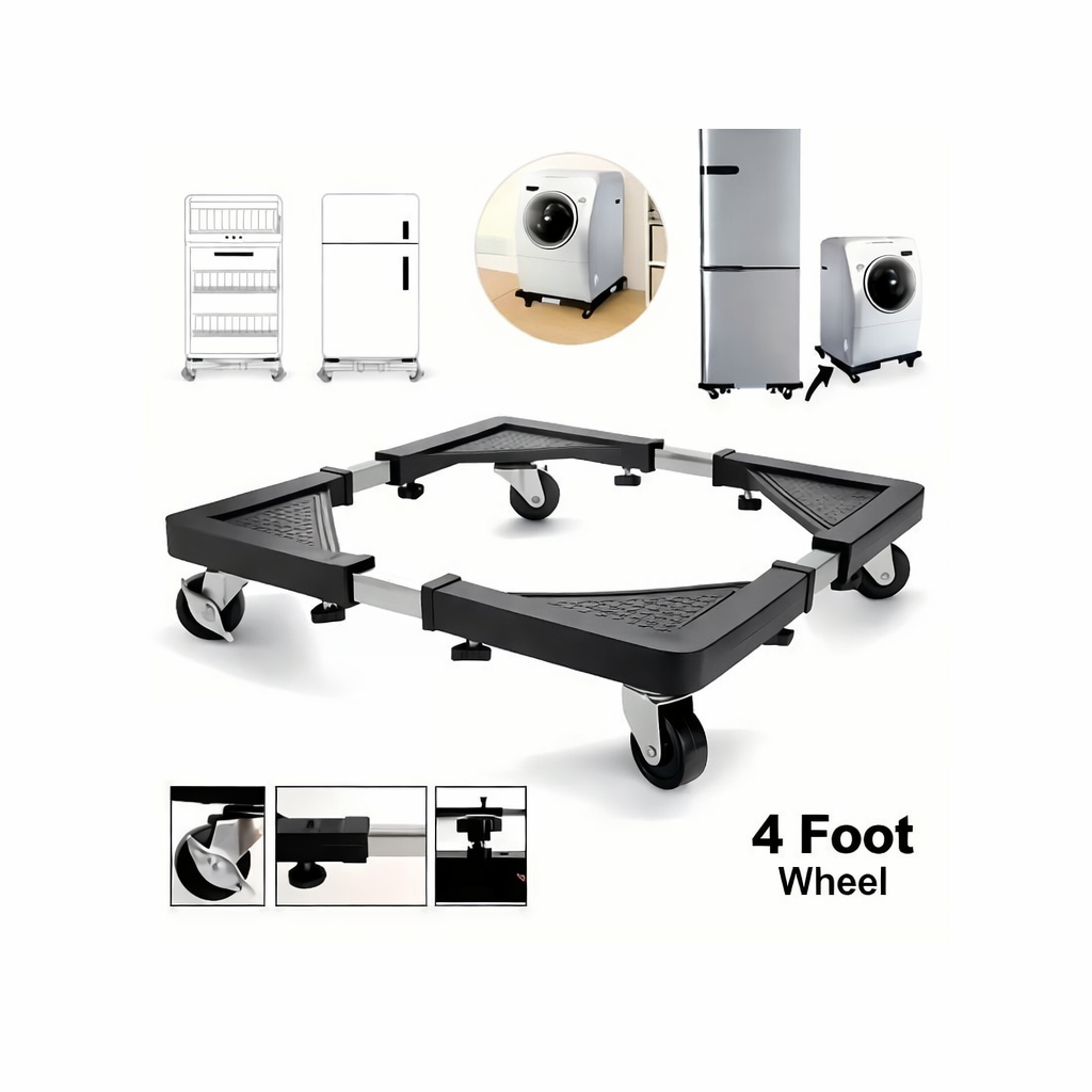 Detachable universal roller refrigerator base bracket, refrigerator handcart bracket, adjustable and extendable storage rack, suitable for home kitchens