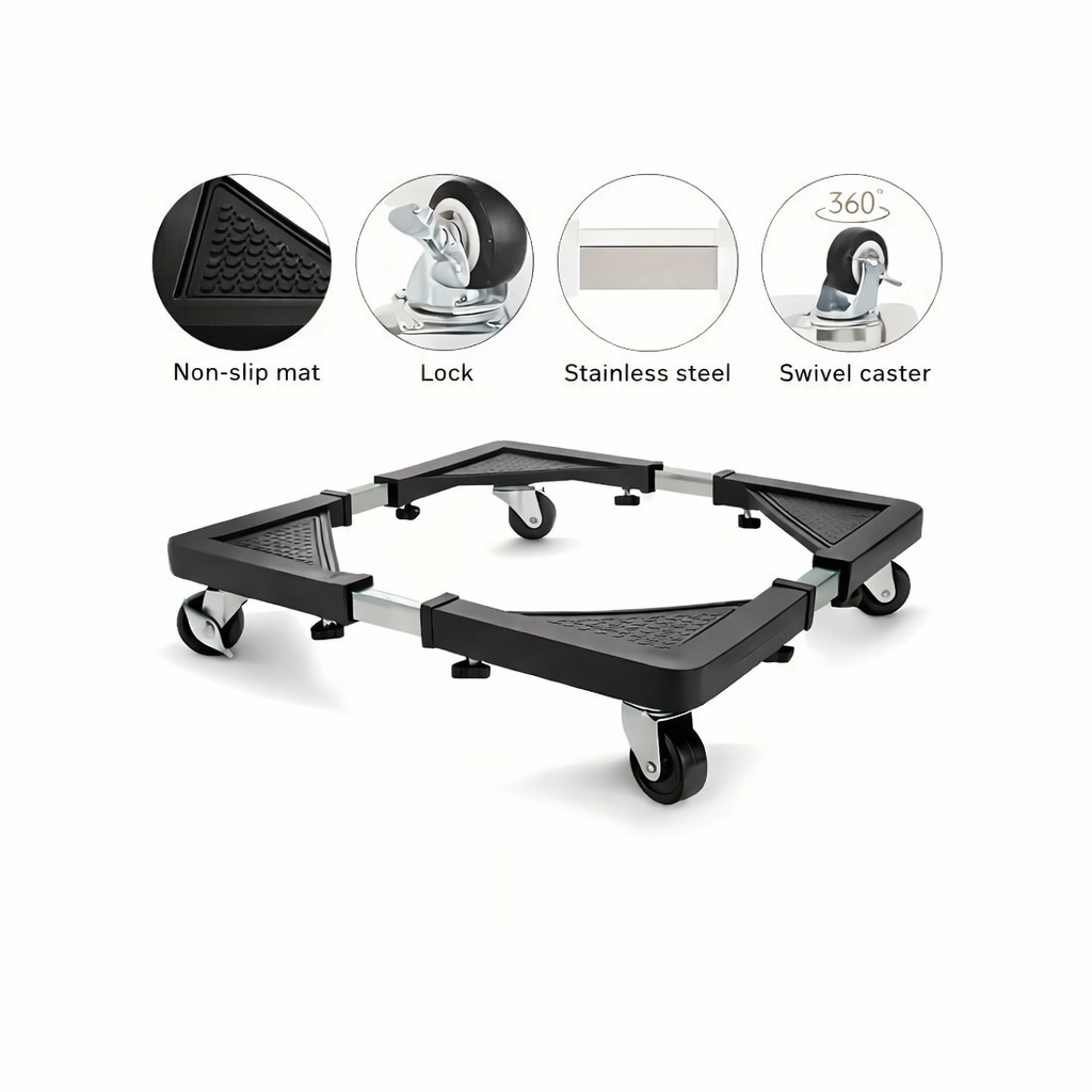 Detachable universal roller refrigerator base bracket, refrigerator handcart bracket, adjustable and extendable storage rack, suitable for home kitchens