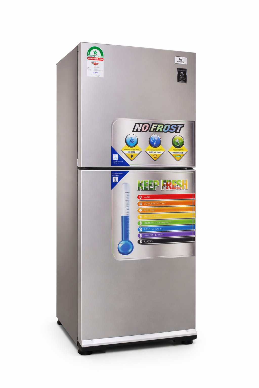 SmartPro 215L Double Door No Frost Refrigerator SFR-275-DT-I, Energy Saving, Fast Cooling, Low Noise, Silver