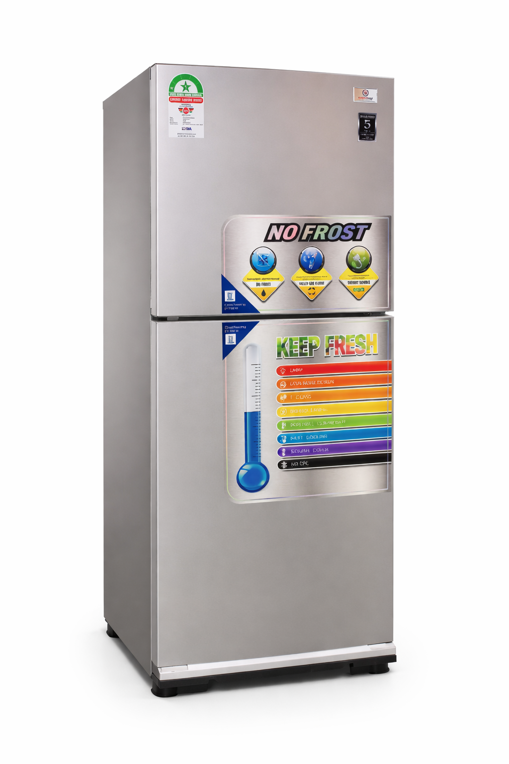 SmartPro 215L Double Door No Frost Refrigerator SFR-275-DT-I, Energy Saving, Fast Cooling, Low Noise, Silver