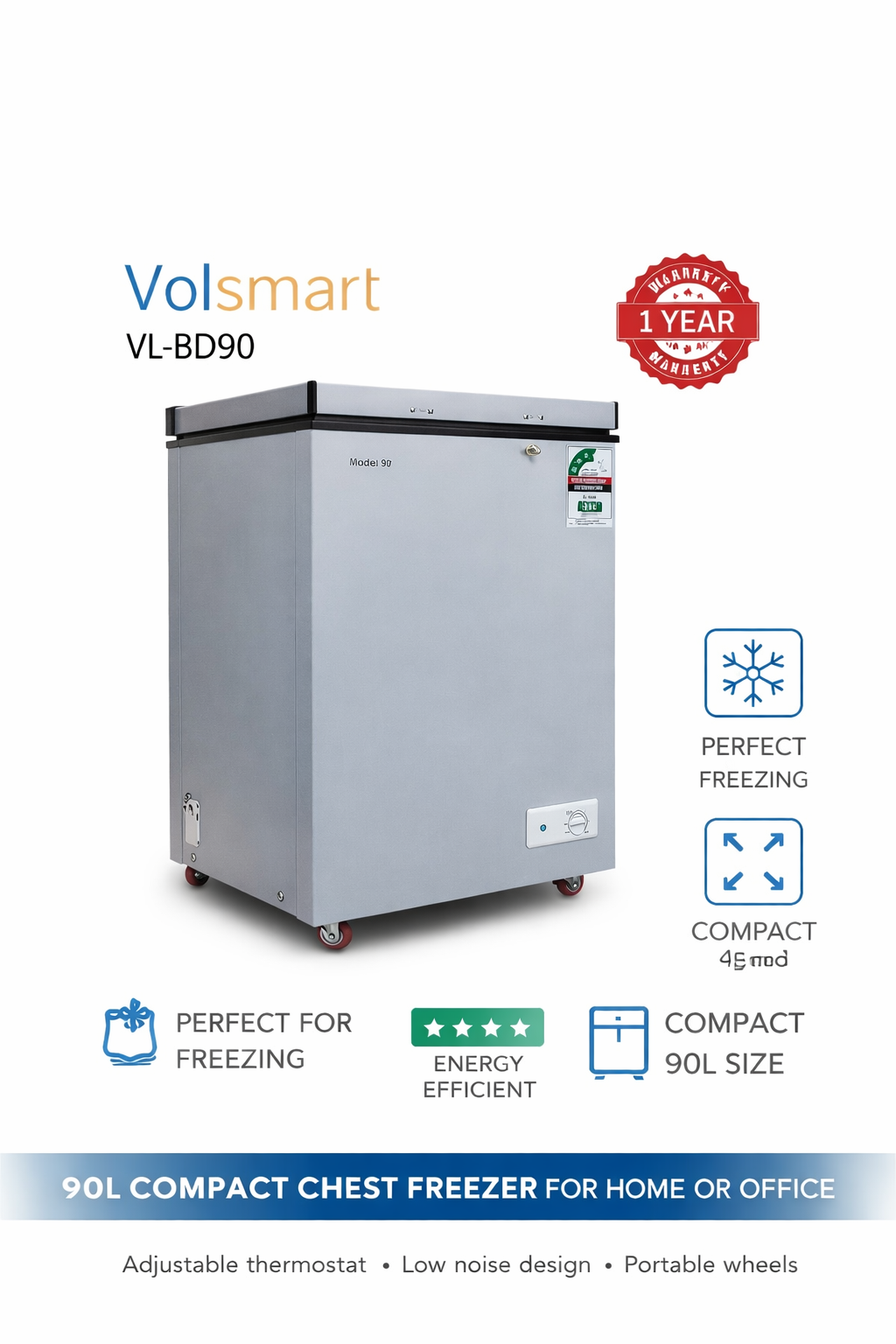 Freezer 90L Silver Energy Saving VL-BD90