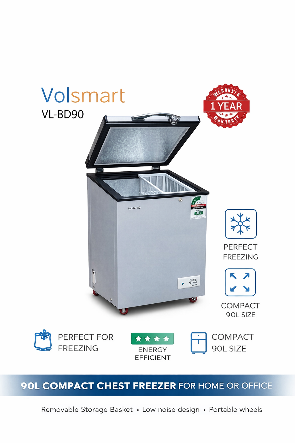 Freezer 90L Silver Energy Saving VL-BD90