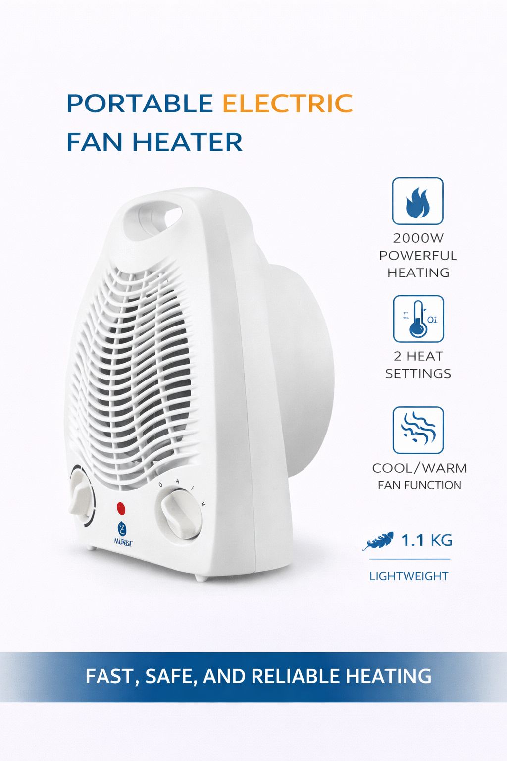 Nunix Room Heater NH01,Heater and Fan Combined