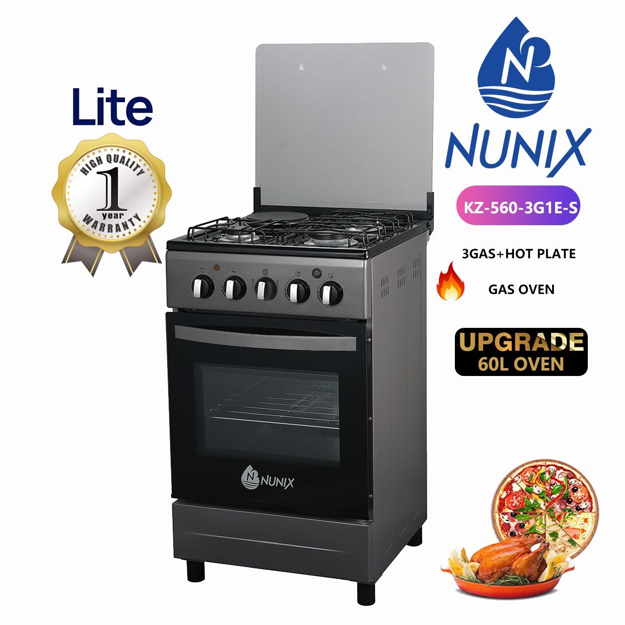 Nunix cooker Free Standing 3 Gas+1 Hotplate With Gas Oven 1year warranty WLD-560-3G1E 50*55cm