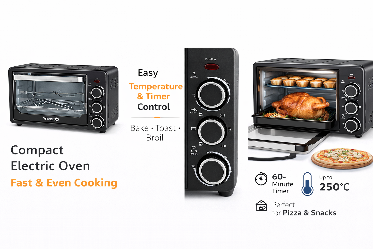 Volsmart Oven, 20L Modern Electric Oven With Rotisserie VL-OV0200