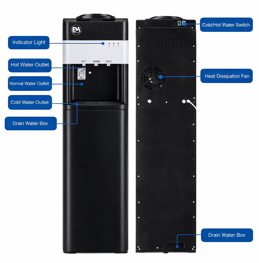 Electromate dispenser top load WD06-hot,cold and normal water,standing design with storage cabinet