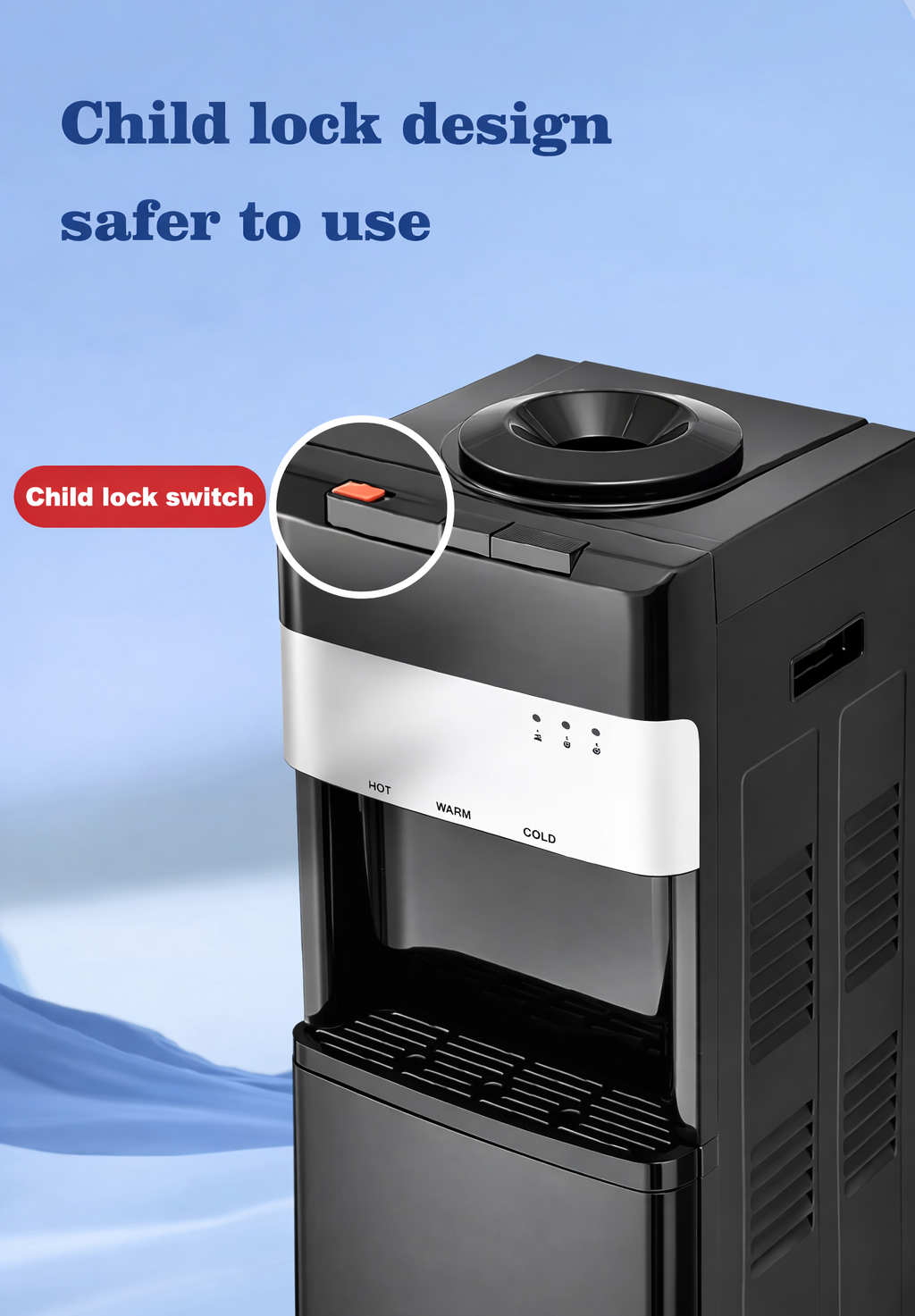 Electromate dispenser top load WD06-hot,cold and normal water,standing design with storage cabinet